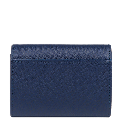 porte-monnaie - saffiano signature #couleur_bleu-fonc