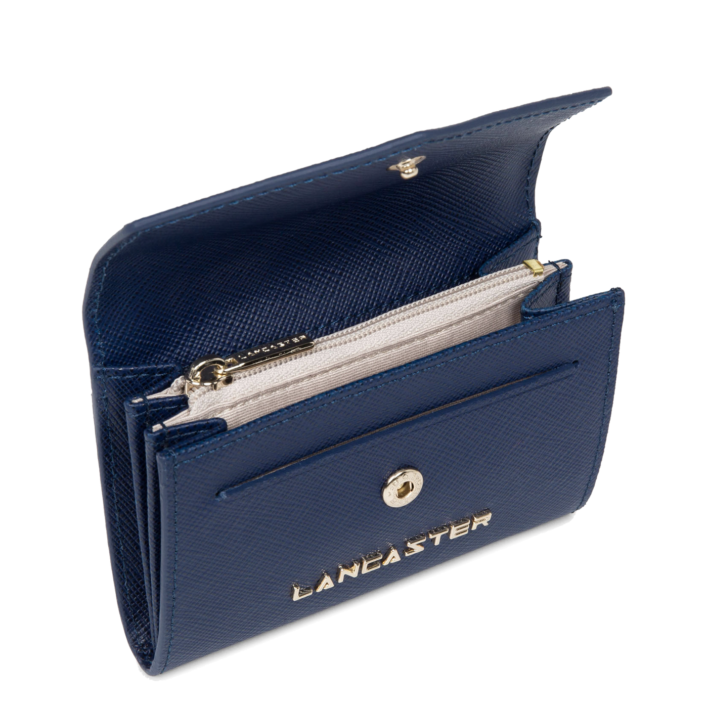 porte-monnaie - saffiano signature #couleur_bleu-fonc