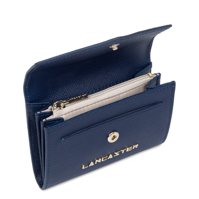 porte-monnaie - saffiano signature #couleur_bleu-fonc