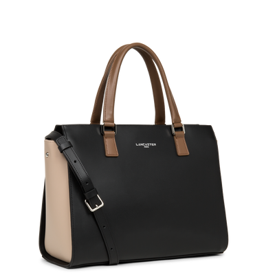 grand sac cabas main - smooth #couleur_noir-nude-vison