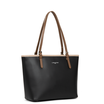 sac cabas épaule - smooth #couleur_noir-nude-vison