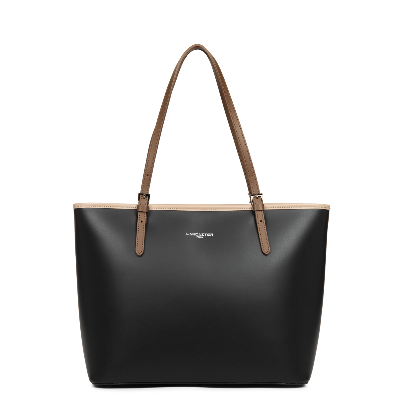 grand sac cabas épaule - smooth #couleur_noir-nude-vison