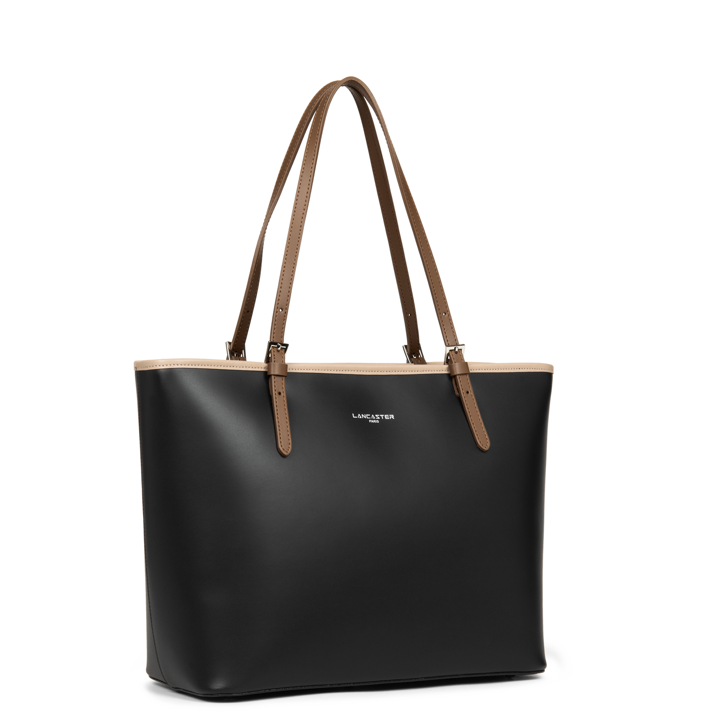 grand sac cabas épaule - smooth #couleur_noir-nude-vison