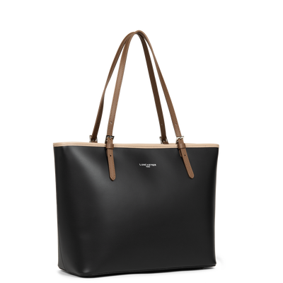 grand sac cabas épaule - smooth #couleur_noir-nude-vison