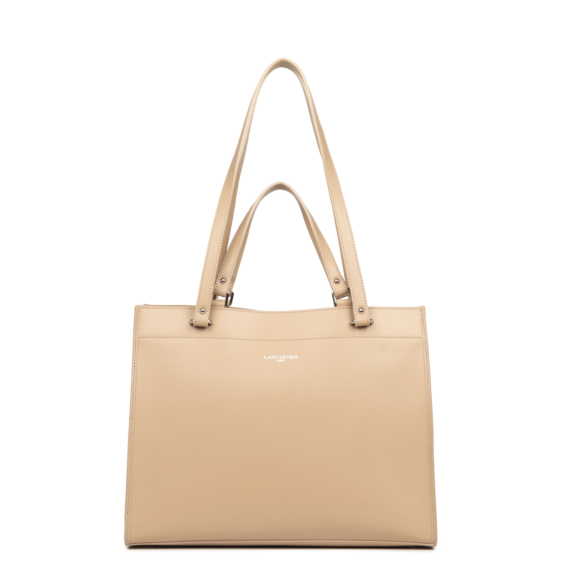 SALE! / Large Leather Tote Bag with Rabbit Fur / Leather Tote Bag online / Beige Leather Shoulder Bag