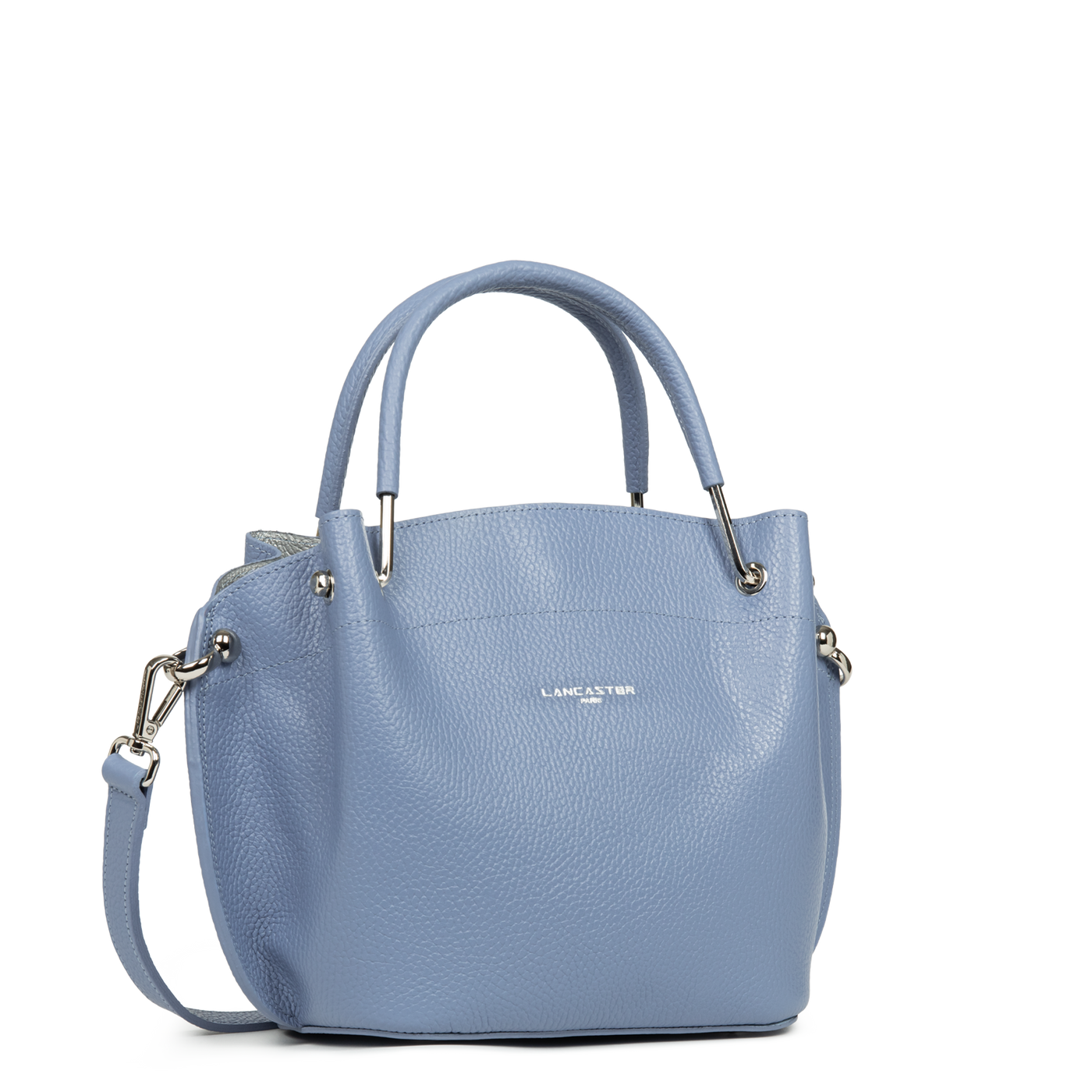 sac à main - foulonné double #couleur_bleu-cendre-in-argent