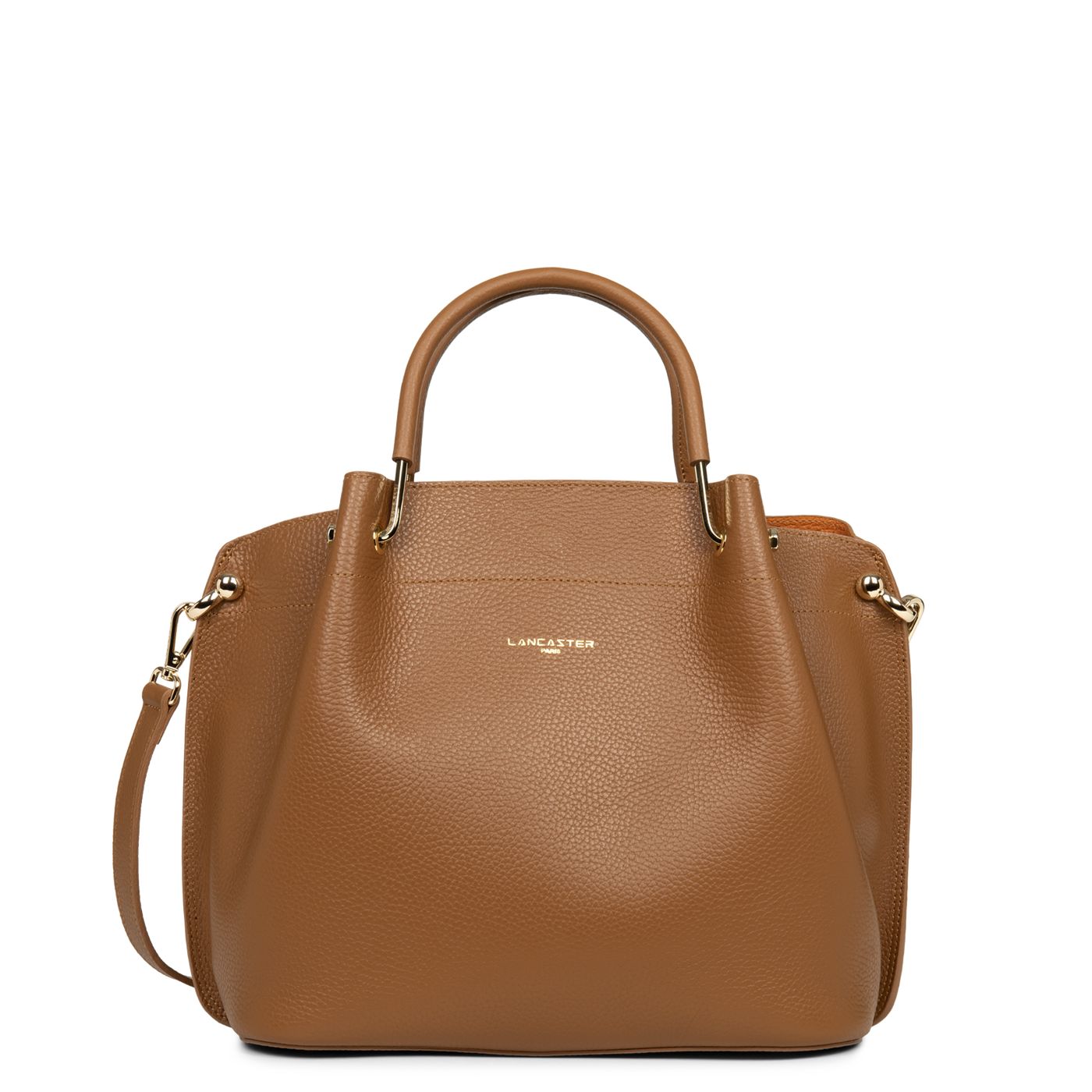 grand sac à main - foulonné double #couleur_camel-in-orange