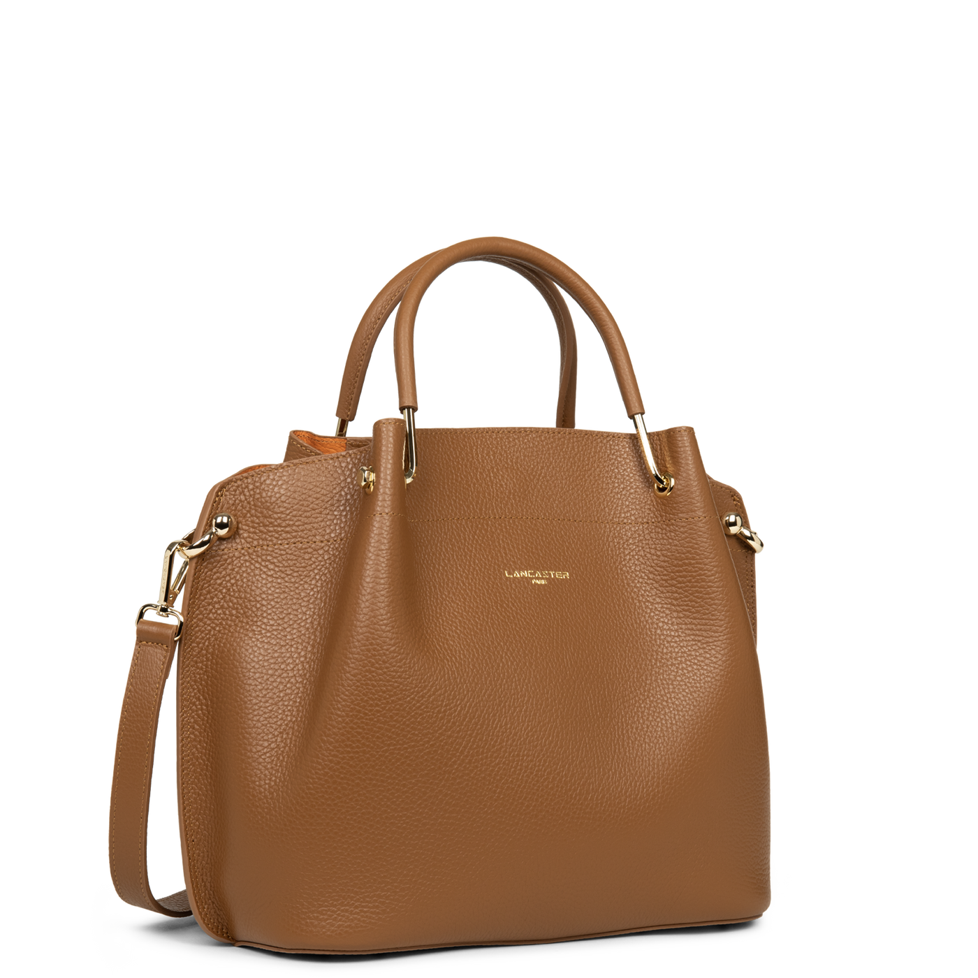 grand sac à main - foulonné double #couleur_camel-in-orange