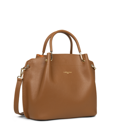 grand sac à main - foulonné double #couleur_camel-in-orange