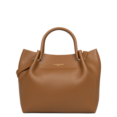 sac cabas épaule - foulonné double #couleur_camel-in-orange