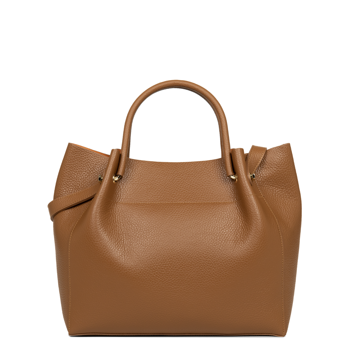 sac cabas épaule - foulonné double #couleur_camel-in-orange