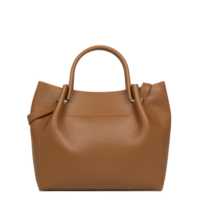 sac cabas épaule - foulonné double #couleur_camel-in-orange