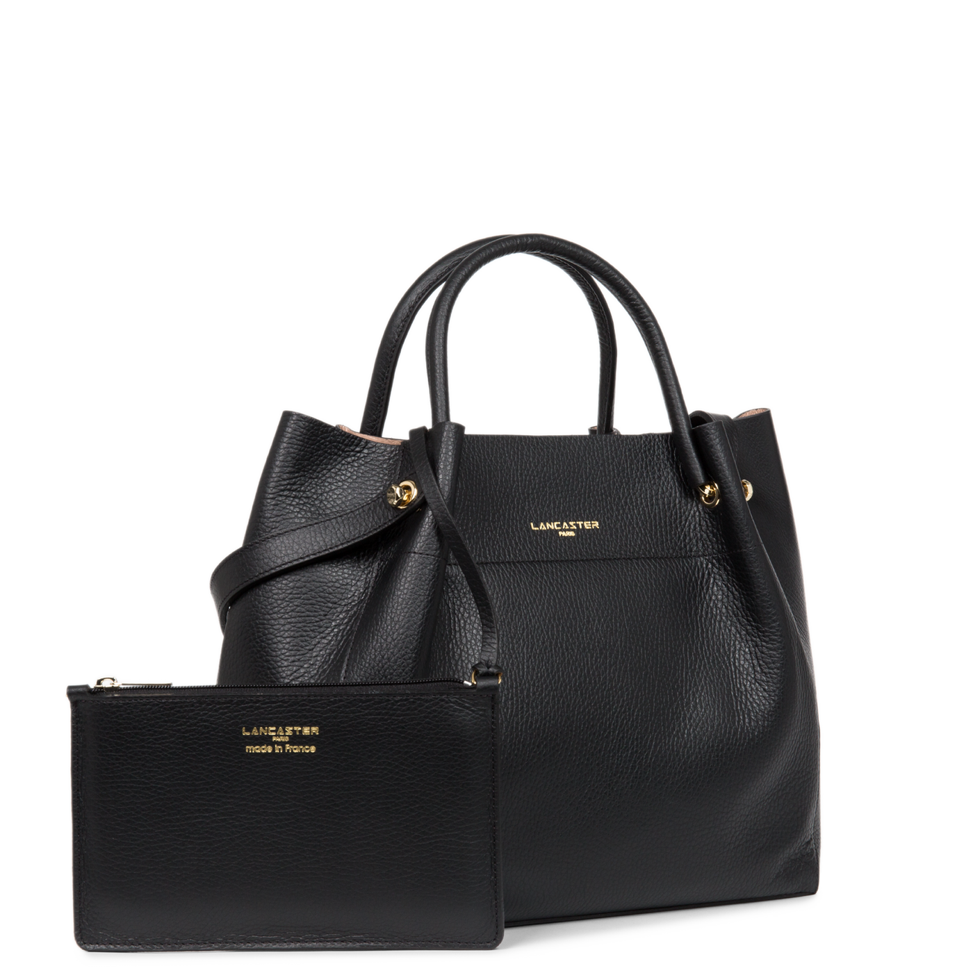 sac cabas épaule - foulonné double #couleur_noir-in-nude