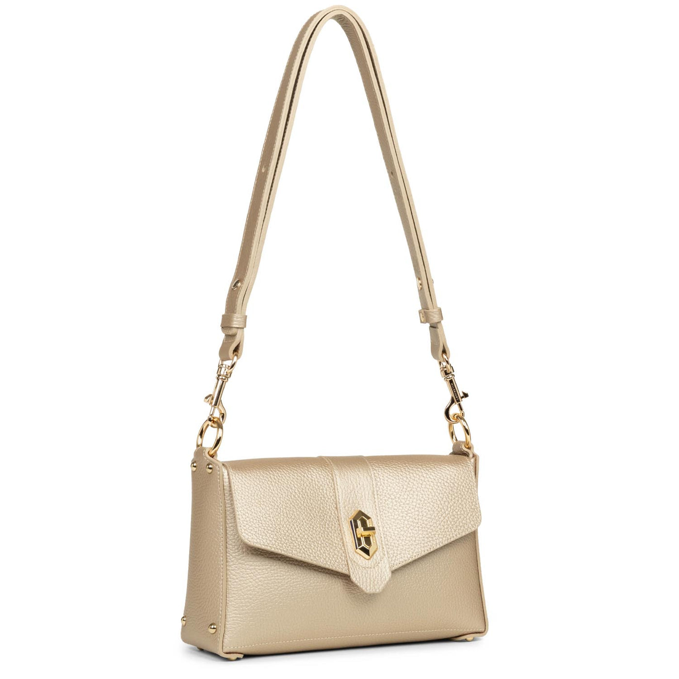 petit sac trotteur - foulonné double #couleur_champagne-in-nude