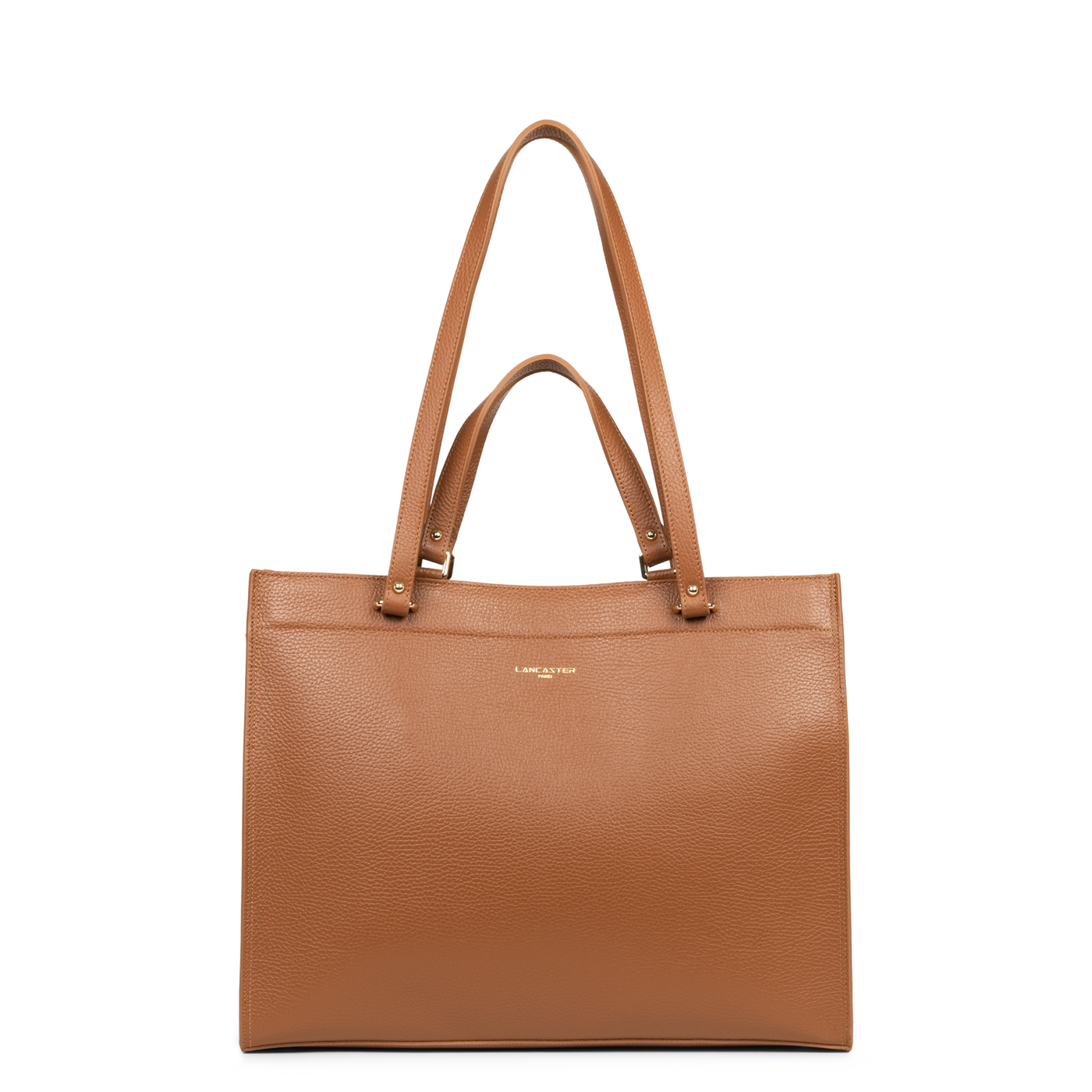 très grand sac cabas épaule - foulonné double #couleur_camel-in-orange