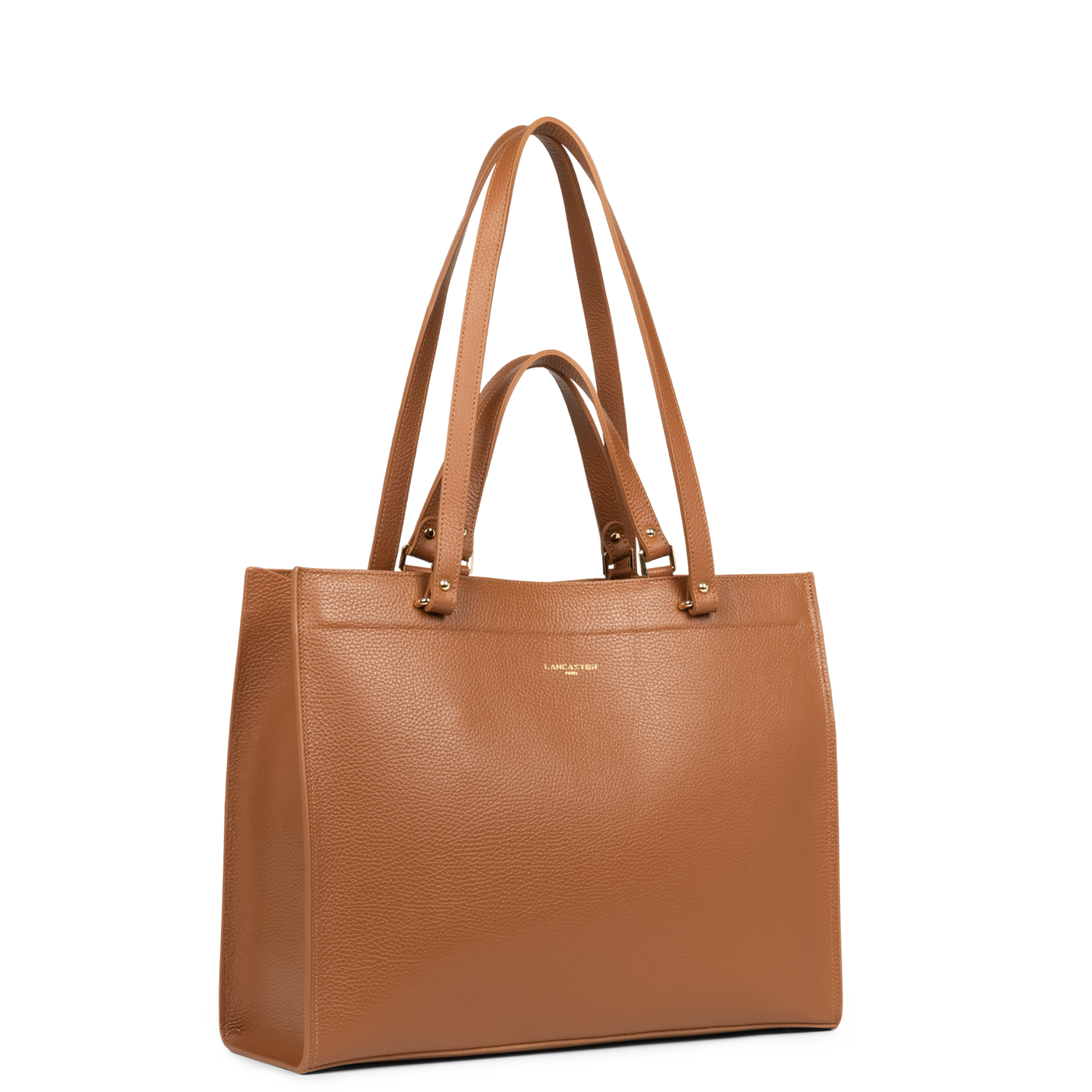 très grand sac cabas épaule - foulonné double #couleur_camel-in-orange