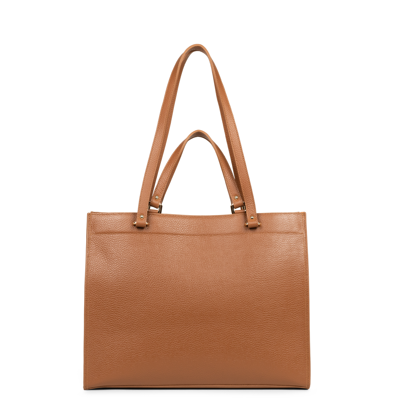 très grand sac cabas épaule - foulonné double #couleur_camel-in-orange