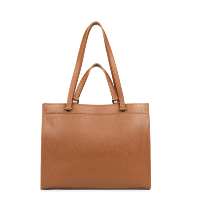 très grand sac cabas épaule - foulonné double #couleur_camel-in-orange