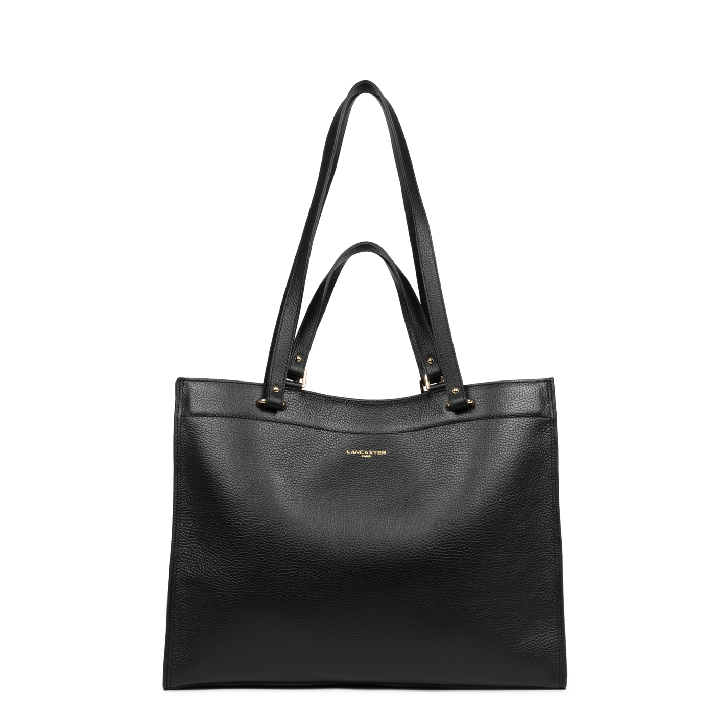 très grand sac cabas épaule - foulonné double #couleur_noir-in-nude