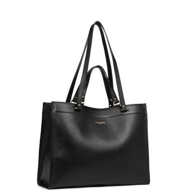 très grand sac cabas épaule - foulonné double #couleur_noir-in-nude