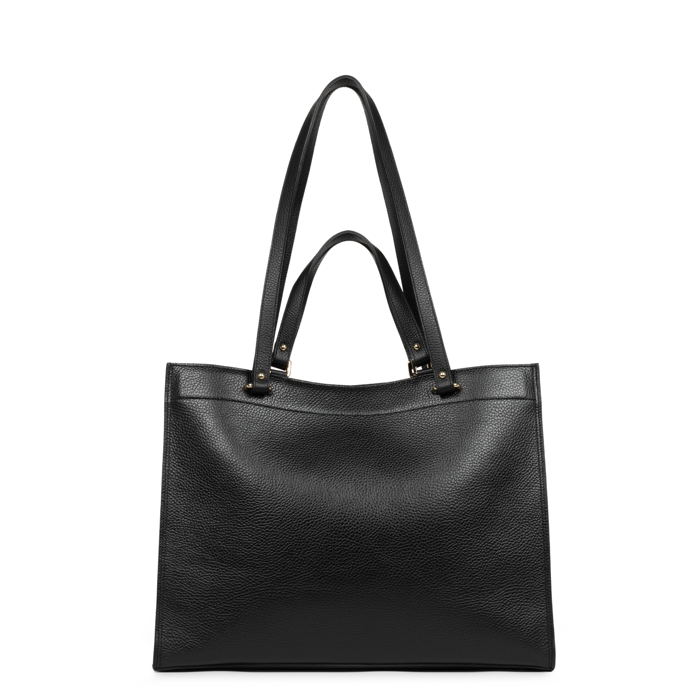 très grand sac cabas épaule - foulonné double #couleur_noir-in-nude