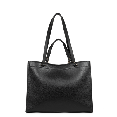 très grand sac cabas épaule - foulonné double #couleur_noir-in-nude