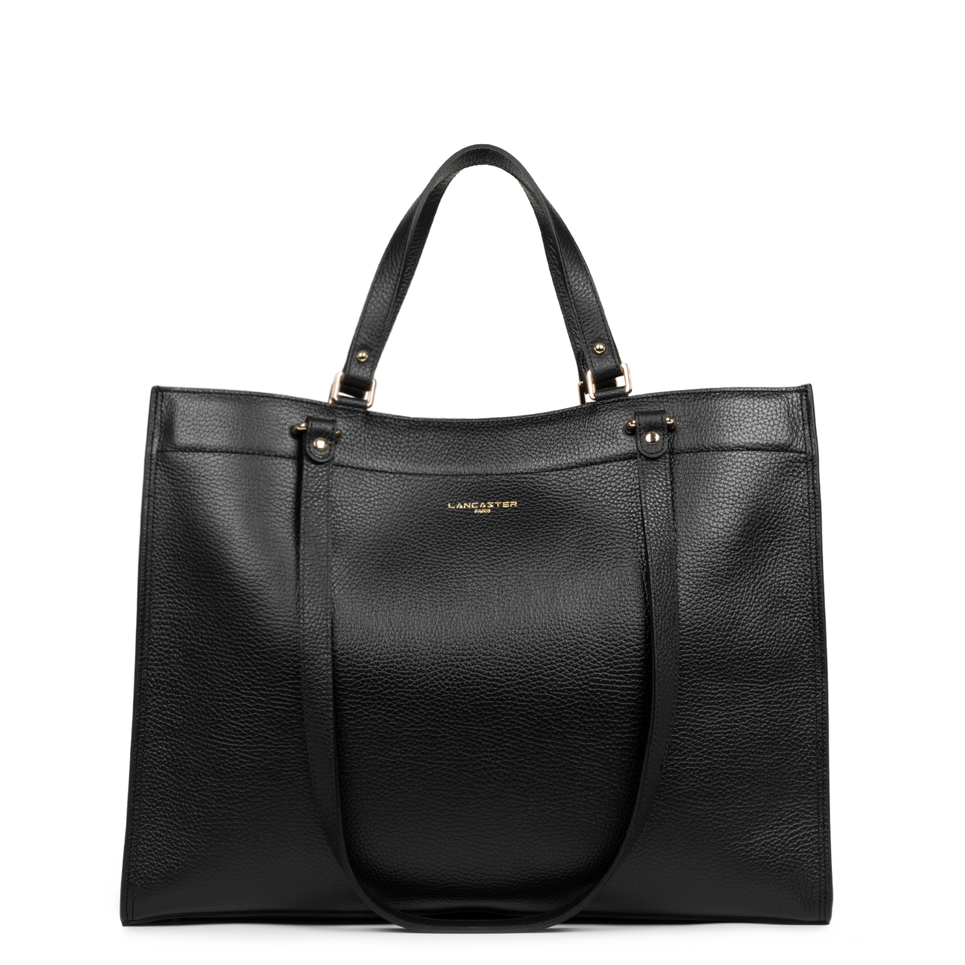 très grand sac cabas épaule - foulonné double #couleur_noir-in-nude