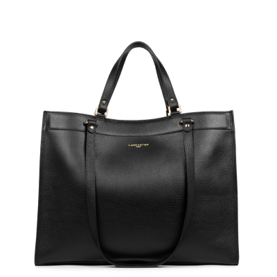 très grand sac cabas épaule - foulonné double #couleur_noir-in-nude