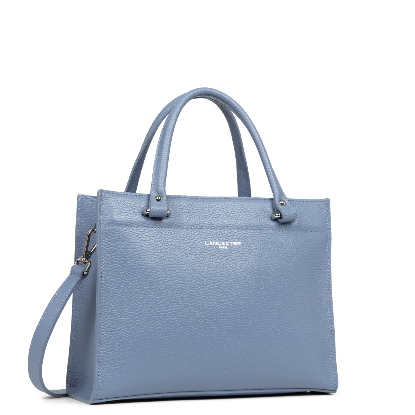 sac à main - foulonné double #couleur_bleu-cendre-in-argent