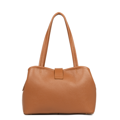 sac cabas épaule - top double #couleur_camel-in-orange