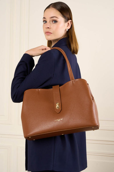 grand sac cabas épaule - top double #couleur_camel-in-orange