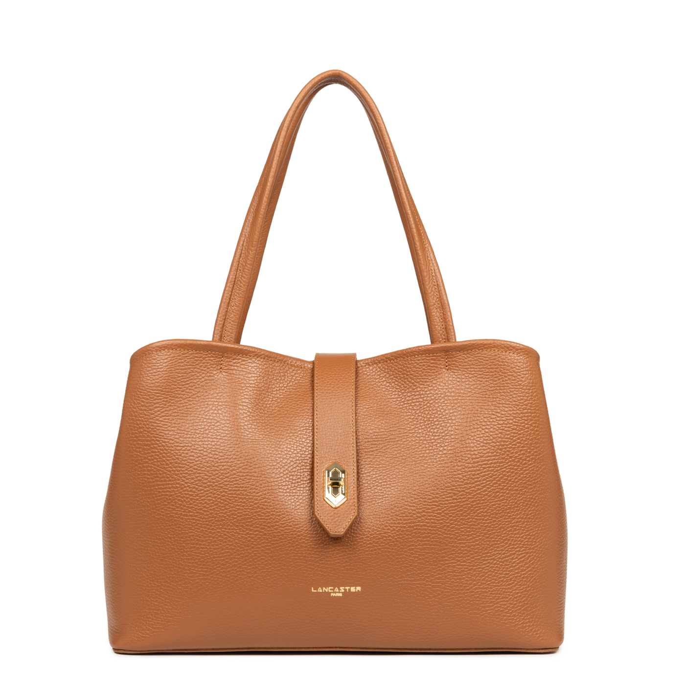 grand sac cabas épaule - top double #couleur_camel-in-orange