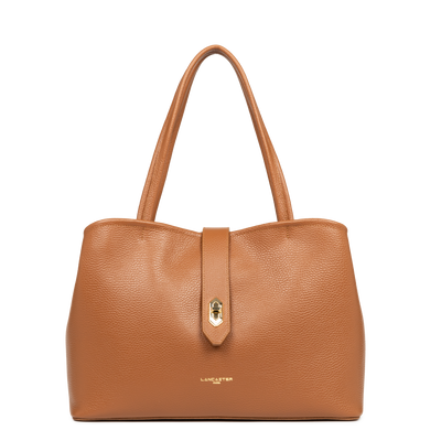 grand sac cabas épaule - top double #couleur_camel-in-orange