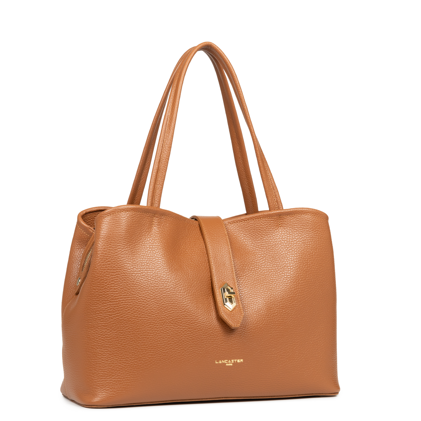 grand sac cabas épaule - top double #couleur_camel-in-orange