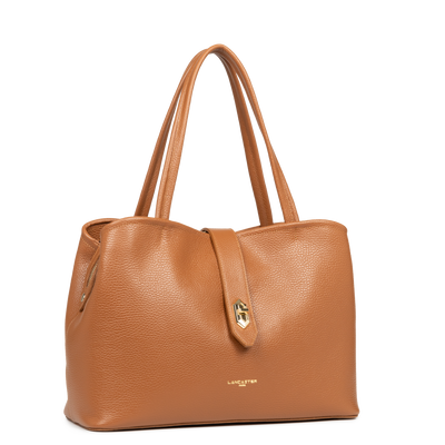 grand sac cabas épaule - top double #couleur_camel-in-orange