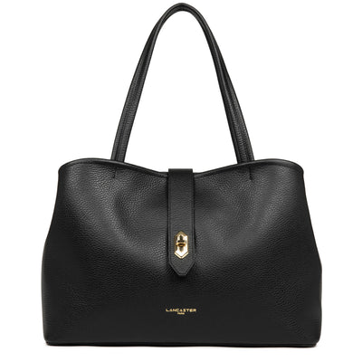 Grand sac cabas épaule - Top Double #couleur_noir-in-nude