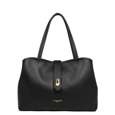 grand sac cabas épaule - top double #couleur_noir-in-nude