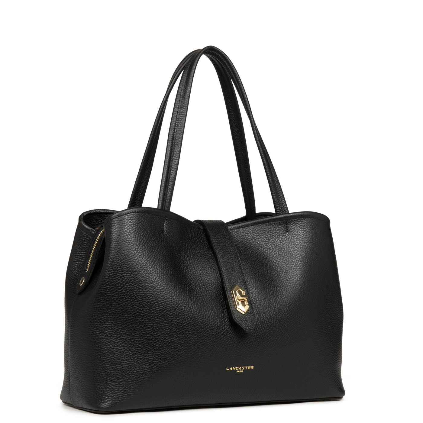 grand sac cabas épaule - top double #couleur_noir-in-nude