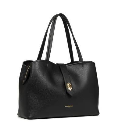 grand sac cabas épaule - top double #couleur_noir-in-nude