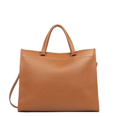 grand sac cabas épaule - foulonné double #couleur_camel-in-orange