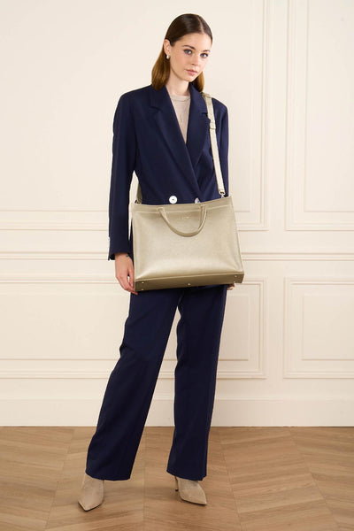 grand sac cabas épaule - foulonné double #couleur_champagne-in-nude