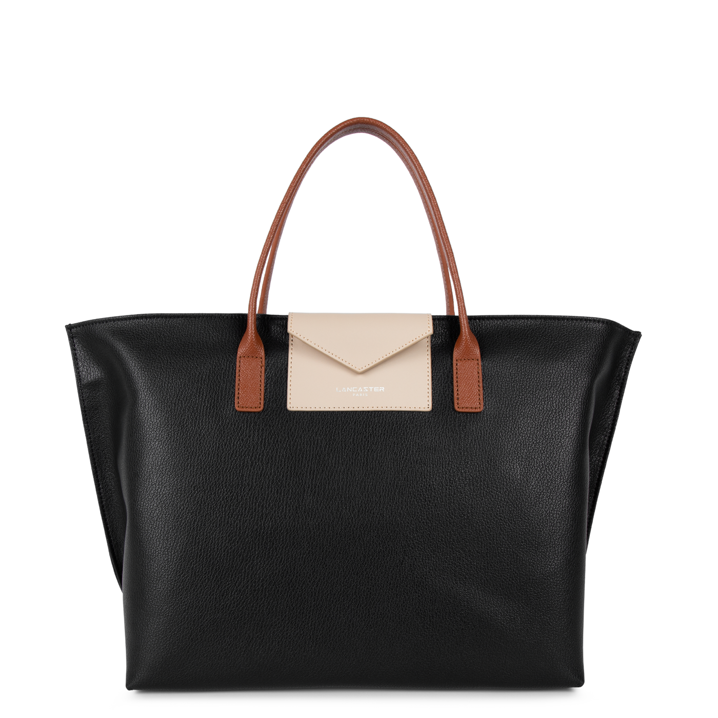 grand sac cabas main - maya #couleur_noir-galet-ros-cognac