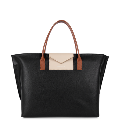 grand sac cabas main - maya #couleur_noir-galet-ros-cognac