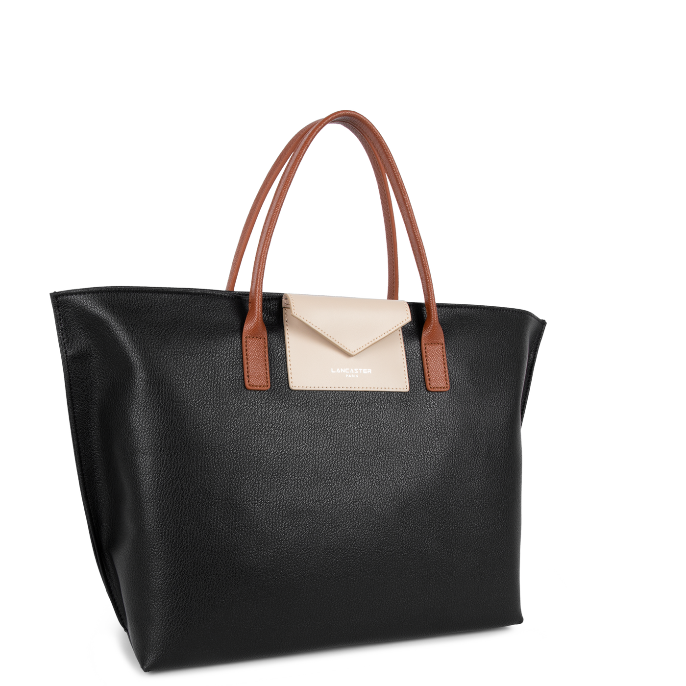 grand sac cabas main - maya #couleur_noir-galet-ros-cognac