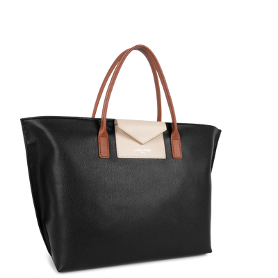 grand sac cabas main - maya #couleur_noir-galet-ros-cognac