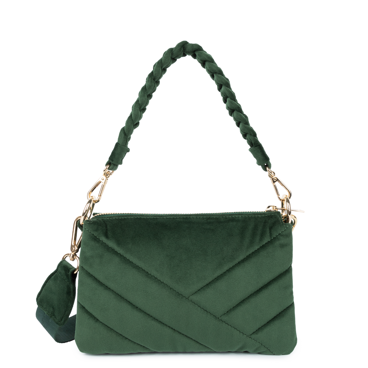 pochette - velvet matelassé #couleur_vert-fonc