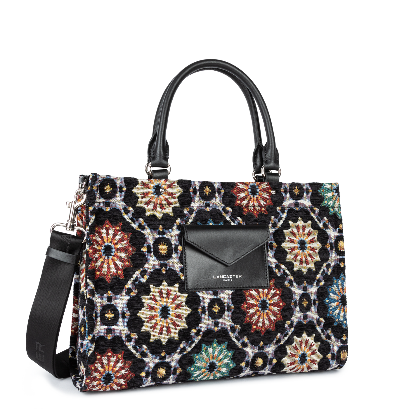 sac cabas main - mosaique #couleur_noir-multi