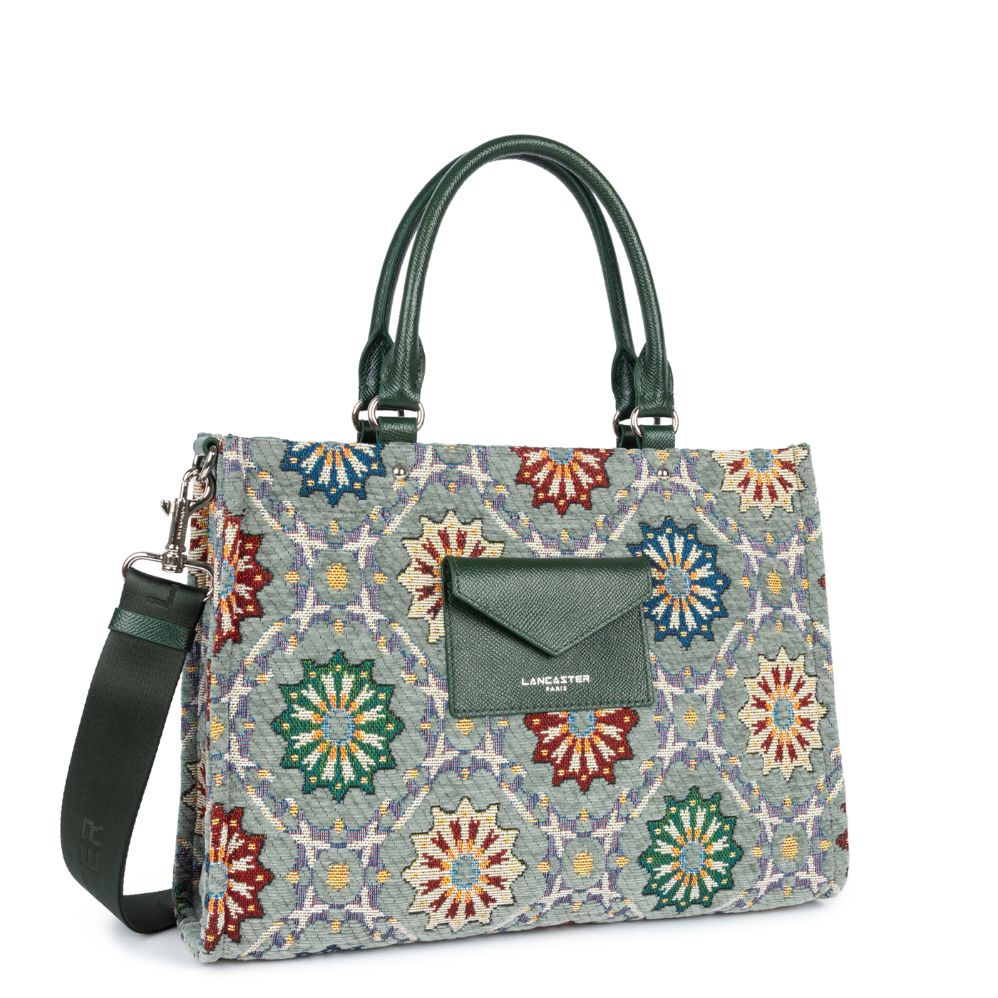 sac cabas main - mosaique #couleur_vert-multi