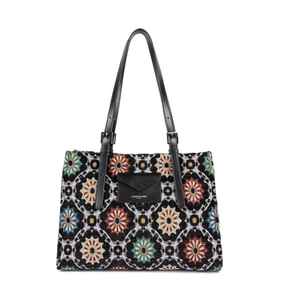 grand sac cabas épaule - mosaique #couleur_noir-multi