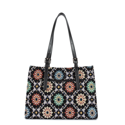 grand sac cabas épaule - mosaique #couleur_noir-multi